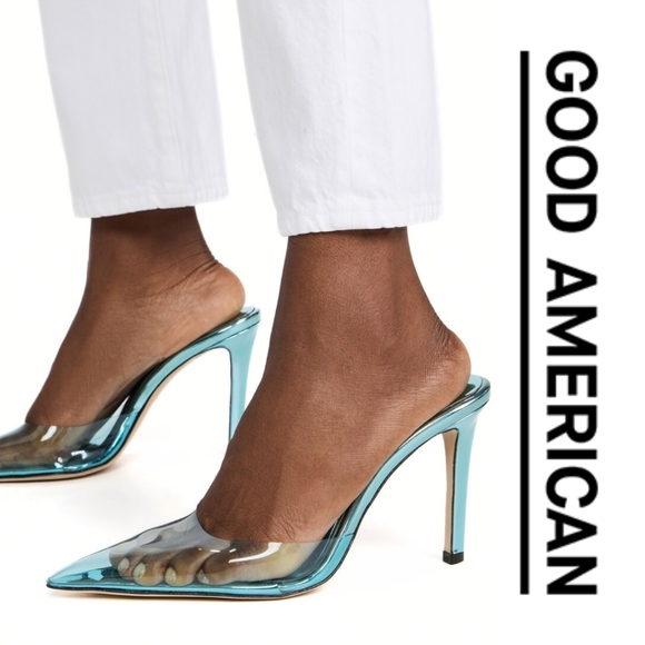 Good American 🩵 Glass Slipper Mules - Blue - Size 7 - Picture 3 of 7